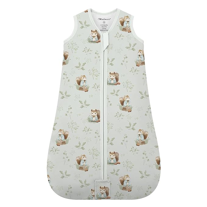 Mosebears Sleep Sack Baby Winter Wearable Blanket with 2-Way Zipper,2.5 TOG Cotton Sleep Sack Unisex(Green Animal,6-12 Months)