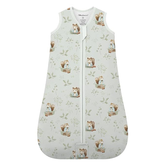 Mosebears Sleep Sack Baby Winter Wearable Blanket with 2-Way Zipper,2.5 TOG Cotton Sleep Sack Unisex(Green Animal,12-18 Months)