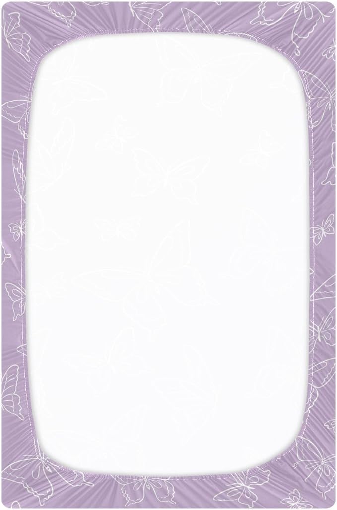 Purple Butterfly Crib Sheets for Neutral Bassinet Play Sheets,Sheets Toddler Bed Sheets for Baby Boys Girs 39 * 27 * 5in