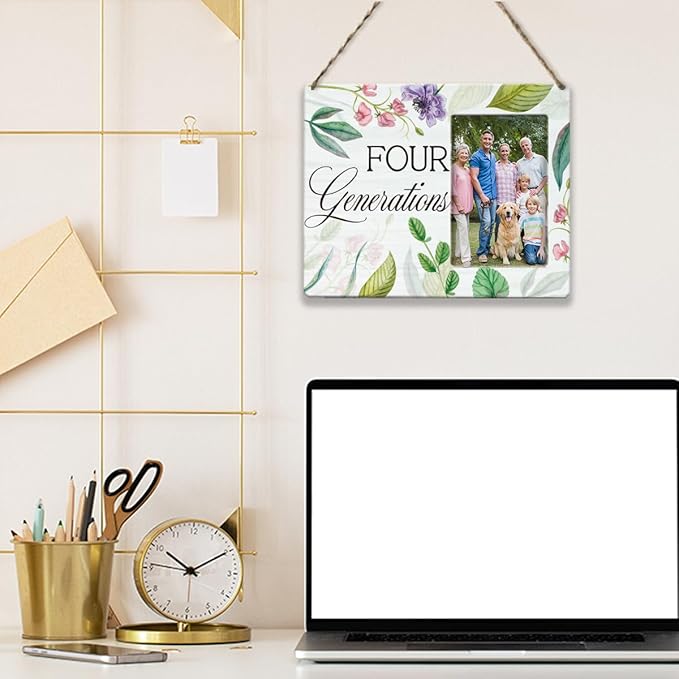 Four Generations Picture Gifts for Grandparents Family Four Generations Living Together Photo Frame Table Desk Decor for Home Livingroom Bedroom Tabletop Display Frame