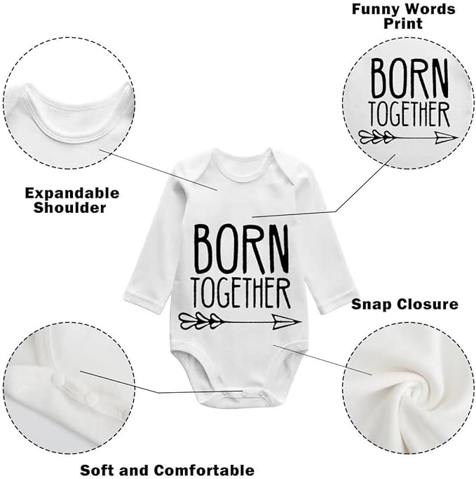 YSCULBUTOL Baby Twins Bodysuits Best Friends Forever Baby Clothes Set with Bibs Girl Outfit with hat