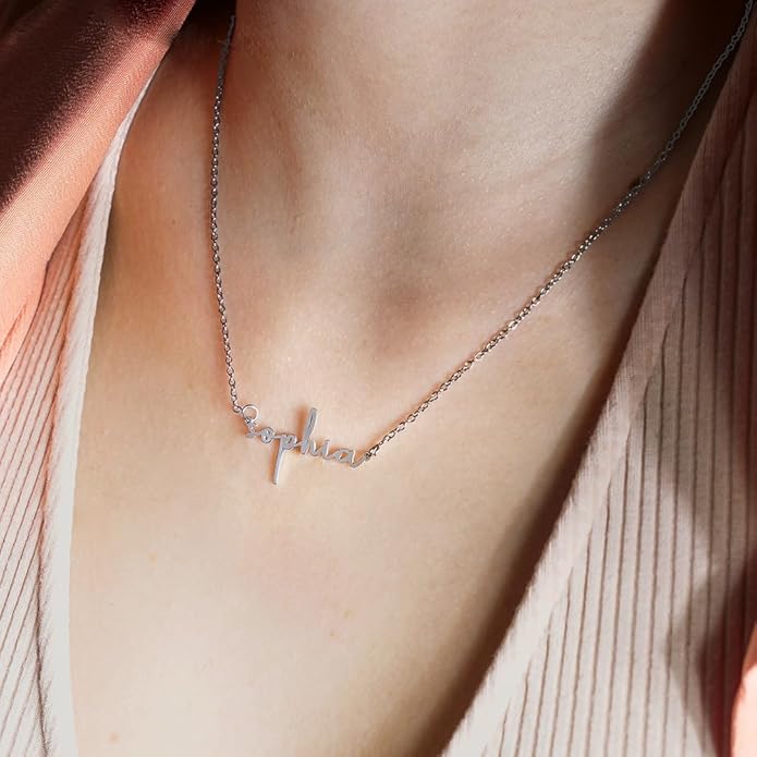PicturesOnGold.com Custom Name Necklace For Women Personalized Name Necklace in Sterling Silver or Gold Necklace Personalized with any Name or Word