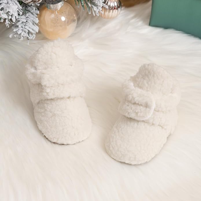 Sawimlgy Newborn Infant Baby Girl Boy Cotton Booties Stay On Sock Slippers Soft Bedroom Shoes Non-Skid Ankle Boots With Grippers Toddler Crib Warm Shoe First Walker Birthday Shower