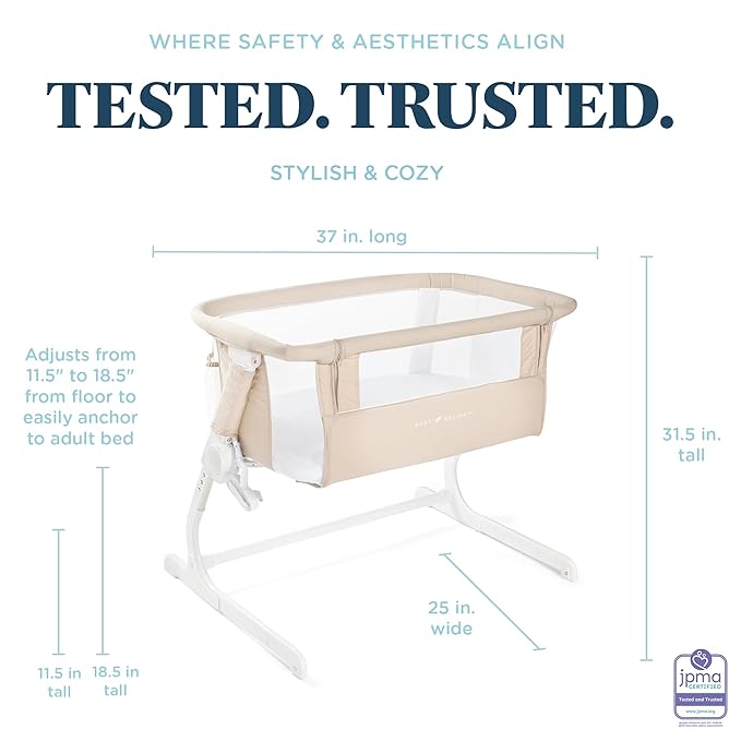Baby Delight Beside Me Dreamer Bassinet | Bedside Sleeper & Baby Bassinet | 6-Position Height Adjustment | Organic Oat