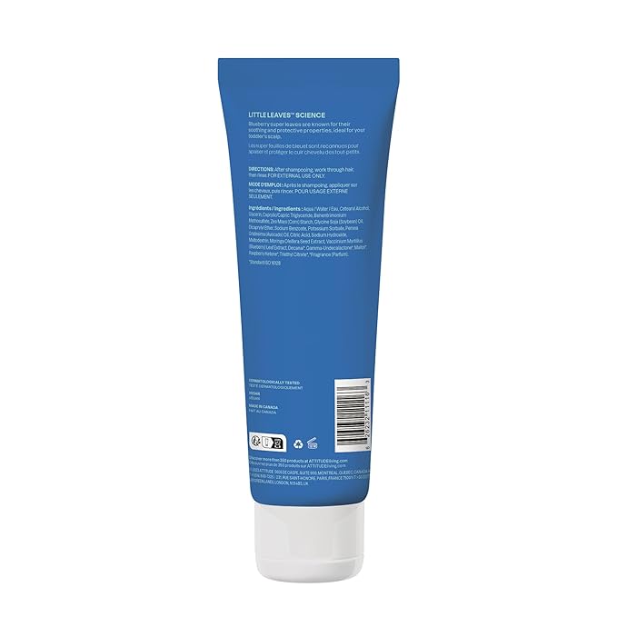 ATTITUDE Hair Conditioner for Kids, Dermatologically Tested Products, Plant- and Mineral-Based Detangler, Vegan, Blueberry, 8 Fl Oz