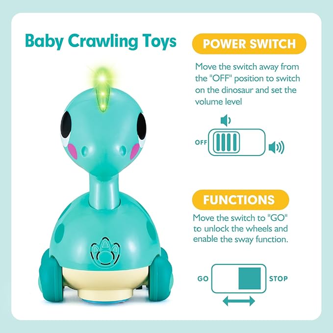 CubicFun Baby Toys 12-18 Months - Touch & Go Musical Light Tummy Time Infant Baby Crawling Toys 12 Months, Toddler Travel Toy for 1 Year Old Boy Christmas Birthday Gifts Stocking Stuffers