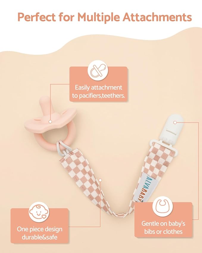 ALVABABY Baby Pacifier Clips for Boys Girls Pacifier Universal Holder Leash Pacifier Clip Binky Holder for Teether Toys Soothie 8 Packs 8DP17
