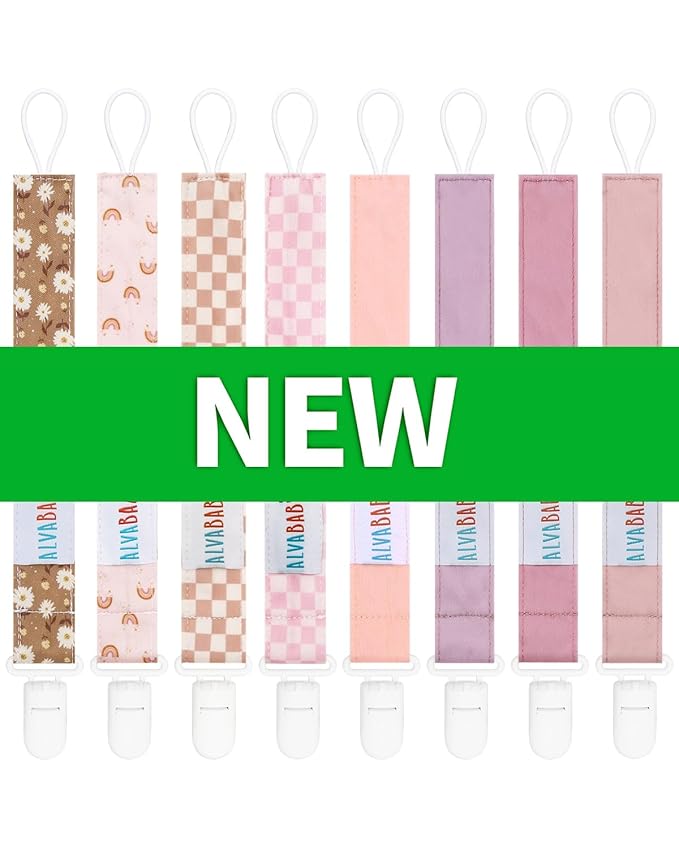 ALVABABY Baby Pacifier Clips for Boys Girls Pacifier Universal Holder Leash Pacifier Clip Binky Holder for Teether Toys Soothie 8 Packs 8DP17