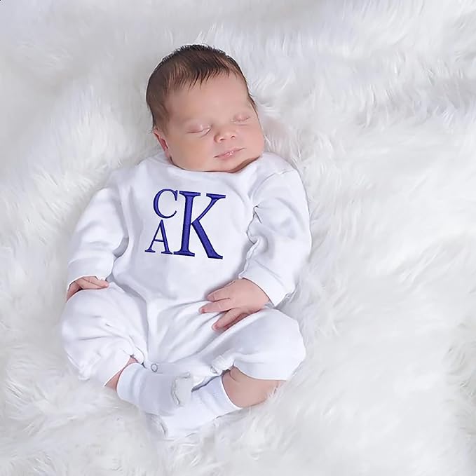 Personalized Baby Romper Hospital Newborn Coming Home Outfit Custom Embroidery Name Infant Sleepwear Gift for Baby Shower
