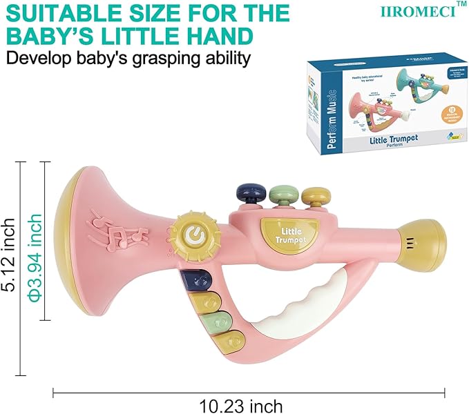 Musical Toys for Kids, Little Trumpet Toy for Toddlers, Blow Horn Baby Educational Toys, Infants Music Toy for Girls Boys Ages 1 2 3 Years Old (Pink)
