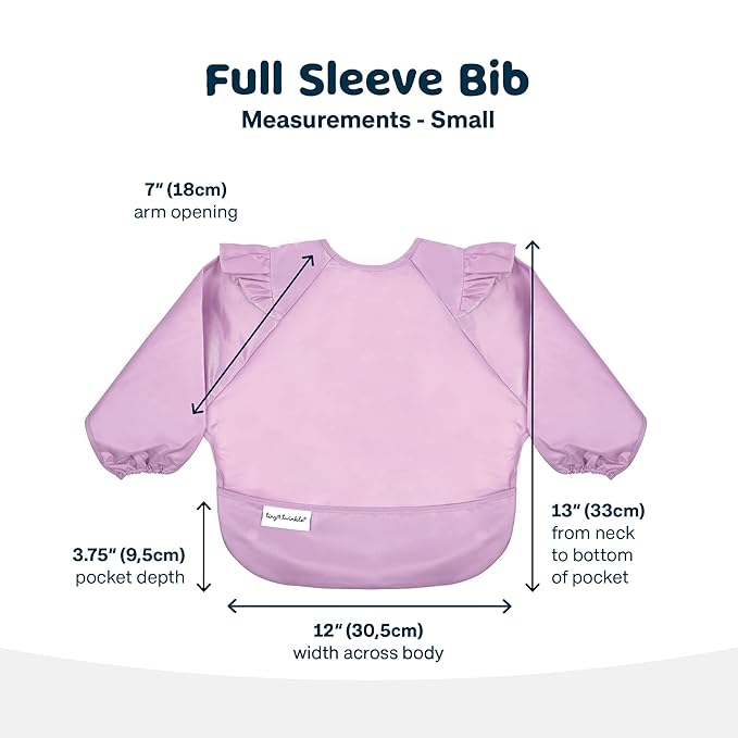 Tiny Twinkle Mess Proof Baby Bib,Waterproof Smock Baby Bib for Eating,Machine Washable Long Sleeve Bib,Baby Led Weaning,Toddler Bib (Floral Pop, Small 6-24 Months)