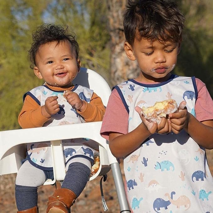 BapronBaby Desert Dinos Bapron - No Neck Tie Safer Bib for Baby & Toddler - Soft Waterproof Stain Resistant - Machine Washable - Sz Baby/Toddler 6m-3T