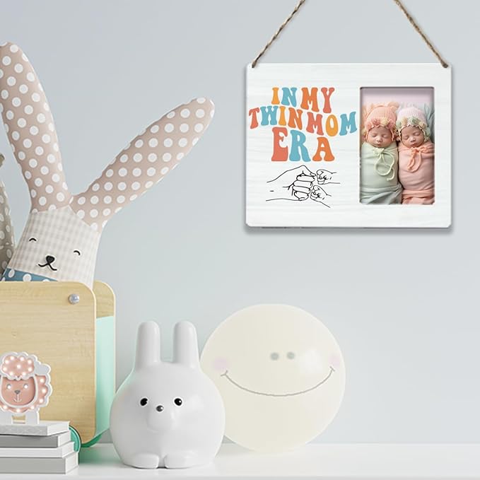 Twins Picture Frames Baby Items Twin Boys Girls Gifts For Mom Twice in My Twin Mom Era Signs Photo Frame Table Desk Decor for Home Livingroom Bedroom Tabletop DisplayFrame