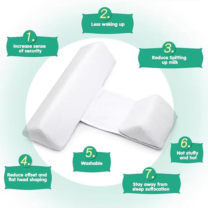 Baby Side Sleeper Weddge Adjustable Soft and Breathable Pillow Gray