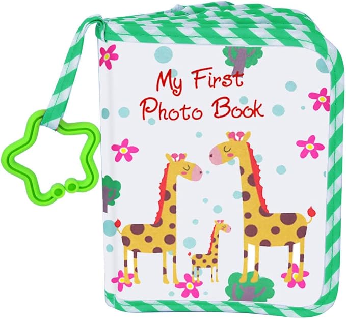 Baby Photo Album, Green, 4x6 Inch, Soft Cloth Cover, Holds 4x6 Inch Photos