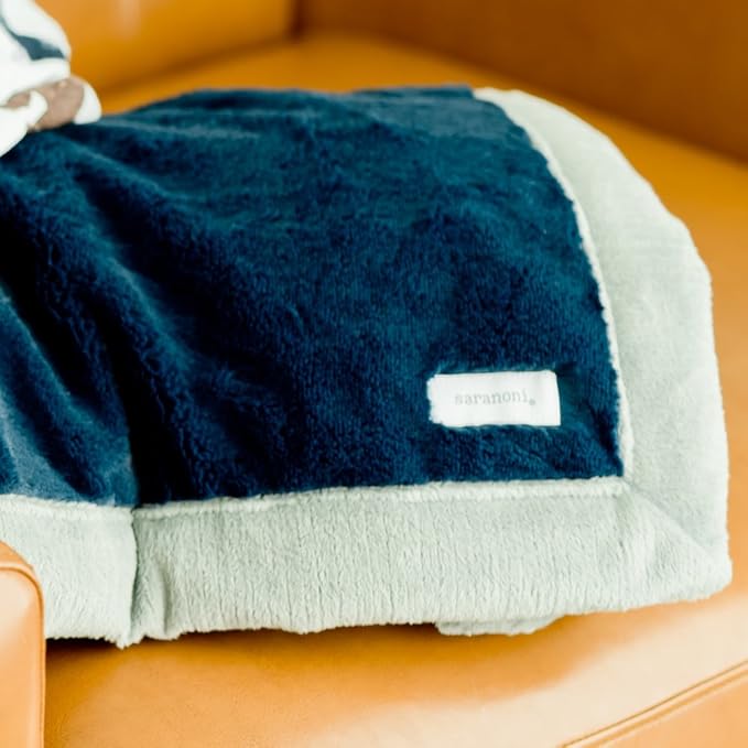 SARANONI Security Blankets for Babies Super Soft Boutique Quality Lush Luxury (Navy Gray, Receiving 30" x 40”)