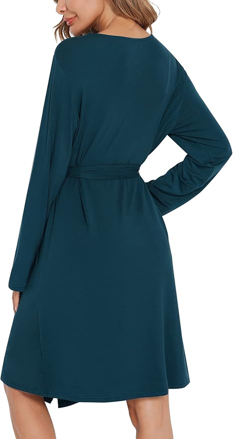 SWOMOG Womens Maternity Robe 2 Piece Nursing Nightgown for Breastfeeding 3 in 1 Labor Delivery Nursing Dress Lace Bathrobe