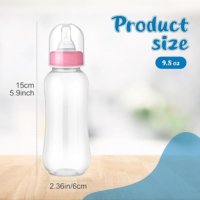 Norme Baby Shower Bottles 9.5 oz Plastic Chug Sign Game Party Favors Bulk for Decorations Gender Reveal Gifts (Pink, 24 Pcs)