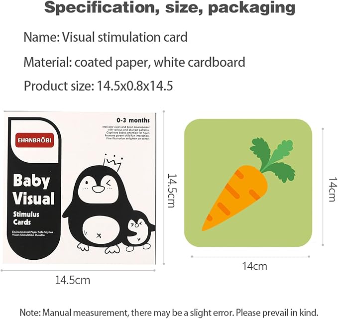 High Contrast Baby Flashcards, 96 Pcs 192 Pages Black White Colorful Visual Sensory Stimulation Learning Activity Card for Newborn Ages 0-3-6-12 Months, Brain Developmental Infant Toys Montessori Gift
