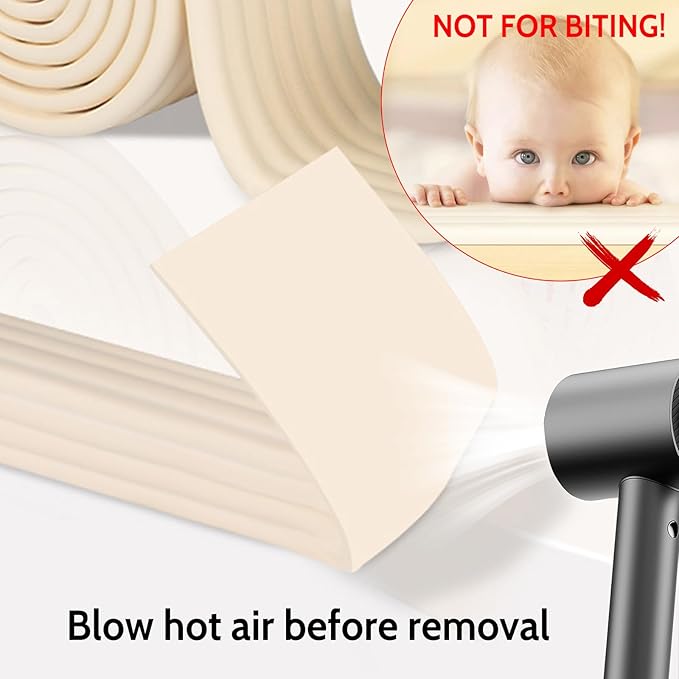 【1 Roll + 4 Pcs Set】 Baby Proof Corner Guards L-Shaped Edge Protectors - Self-Adhesive Soft Foam Furniture Corner Guards for Table Cabinet Wall, Baby Safety Protection for Fireplace (Off White)