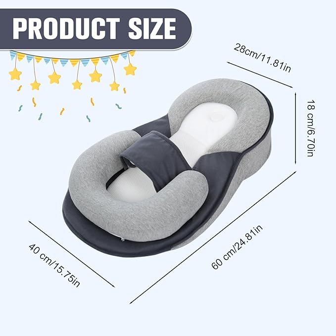 Bassinet Pilow wih Safety Strap, Bassinet Snuggle Bed Adjustable Wedge Lounger
