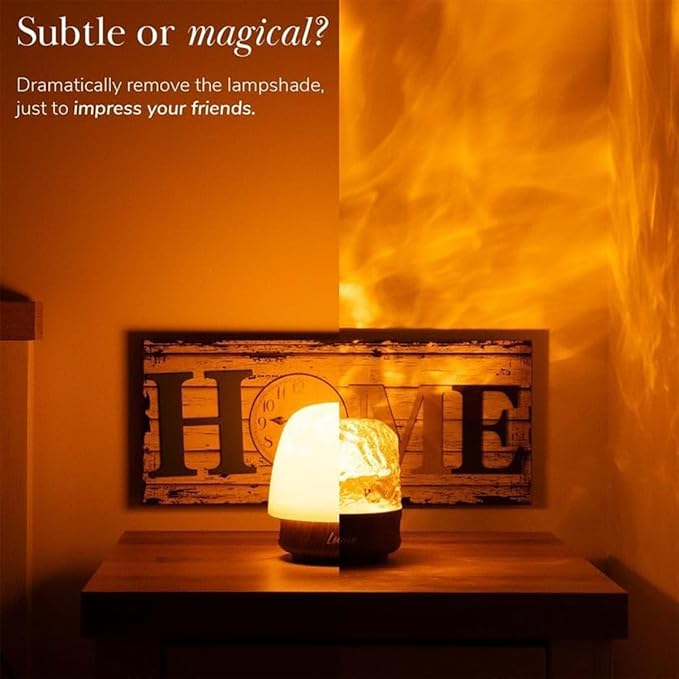 Lunie Light - Night Light & Bluetooth Noise Machine with Ocean Wave Projector, Speaker, Lampshade & Remote - 4 White Noise, 16-Color Touch Dimming for Sleep & Relaxation (Log Color)