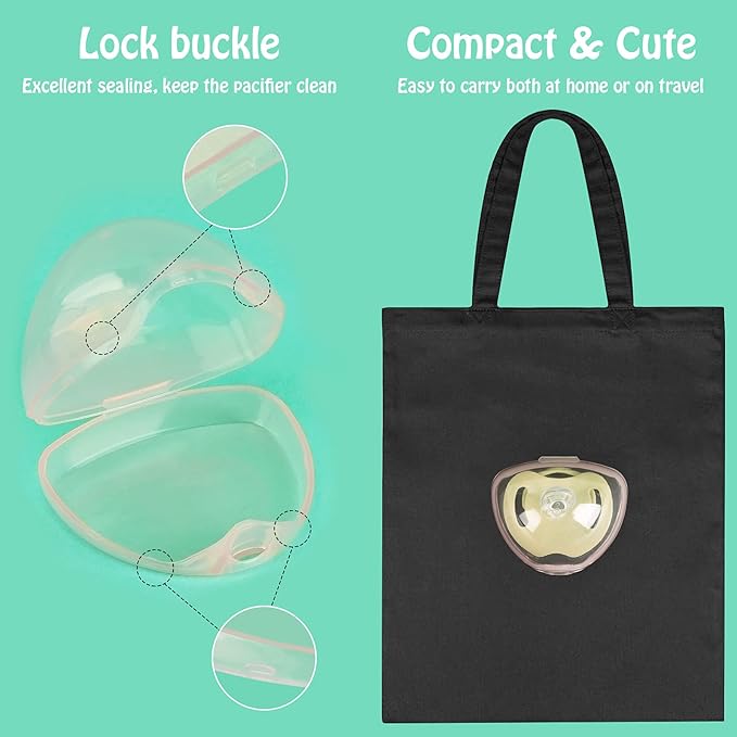 Accmor Pacifier Case, Pacifier Holder Case, Pacifier Container for Travel, BPA Free,Transparent Pink, 2 Pack
