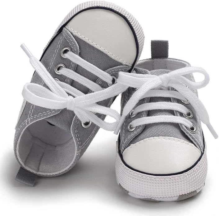 Unisex Baby Boys Girls Shoes, Newborn Infant Non-Slip Canvas Denim High Top Sneakers, Toddler First Walkers Shoes