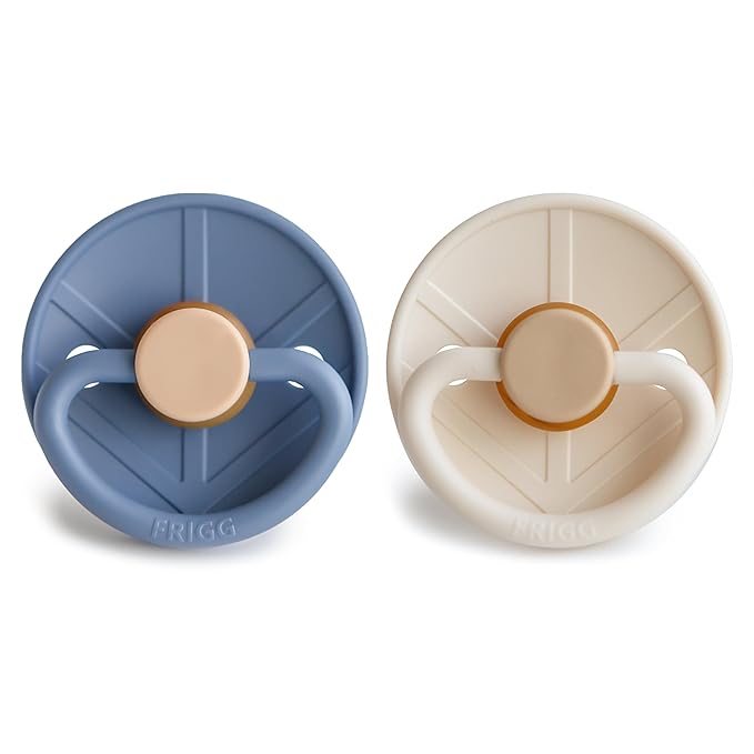 FRIGG Little Viking Natural Rubber Baby Pacifier 2-Pack | Made in Denmark | BPA-Free (Ocean View/Cream, 6-18 Months)