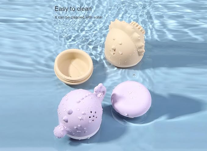 Safe Sensory Bath Toy Set for Baby Toddlers Dragon Family Set BPA Free Food Grade Silicone Tub Toys Perfect as a Bath or Shower Toys for Bathtub Pool Water Play Fun(4pack)