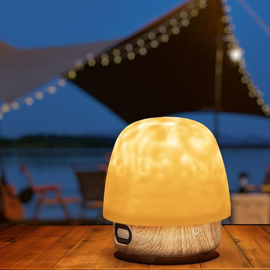 Lunie Light - Night Light & Bluetooth Noise Machine with Ocean Wave Projector, Speaker, Lampshade & Remote - 4 White Noise, 16-Color Touch Dimming for Sleep & Relaxation (Log Color)