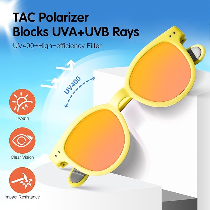 EYEBUDDY Kids Sunglasses for Boys Girls Age 2-8 Polarized UV Protection Toddler Children Sun Glasses Pack of 2