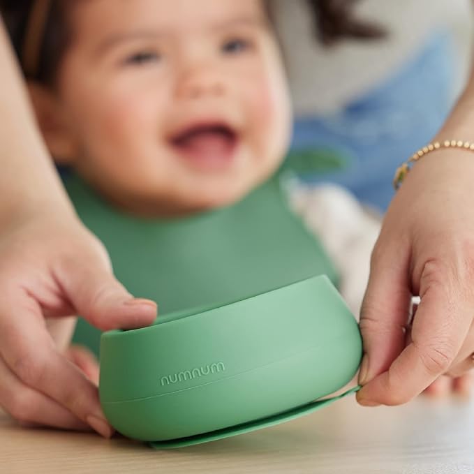 NumNum Suction Bowls for Babies & Toddlers, Extra Strong Non-Slip Suction, 100% Food-Grade Silicone, BPA-Free, Microwave & Dishwasher Safe, Baby-Led Weaning Bowls for 4+ Months & GOOtenils Blue/Green