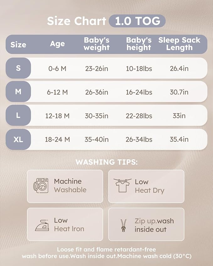 Yoofoss Rayon Made from Bamboo Baby Sleep Sack 0-6 Months 1.0 Tog Baby Wearable Blanket, Super Soft Infant Toddler Sleeping Sack 2-Way Zipper