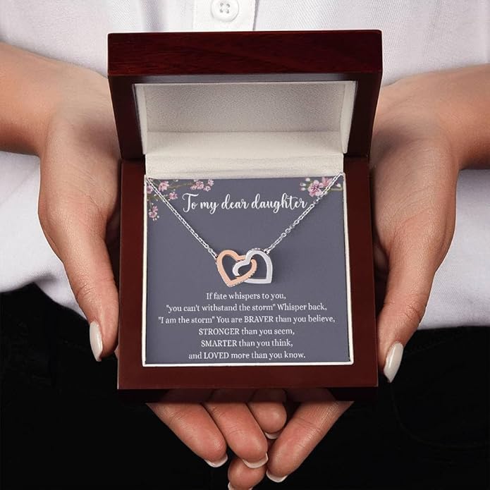 To My Daughter Gift Necklace From Dad or Mom - Badass Daughter Jewelry With Heartfelt Message & Elegant Box