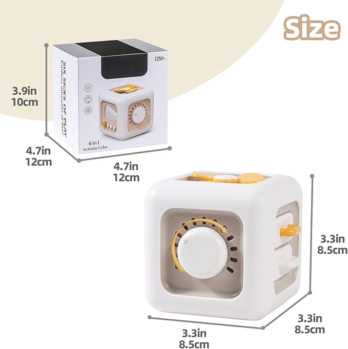 Jollybaby Montessori Block Toy - Educational Busy Cube 6-n-1 Kids Preschool Baby Toddler Travel Toys 12M+, Learning Stimulation Activity Boards for Toddlers 3 Years Old Gift (D Set)