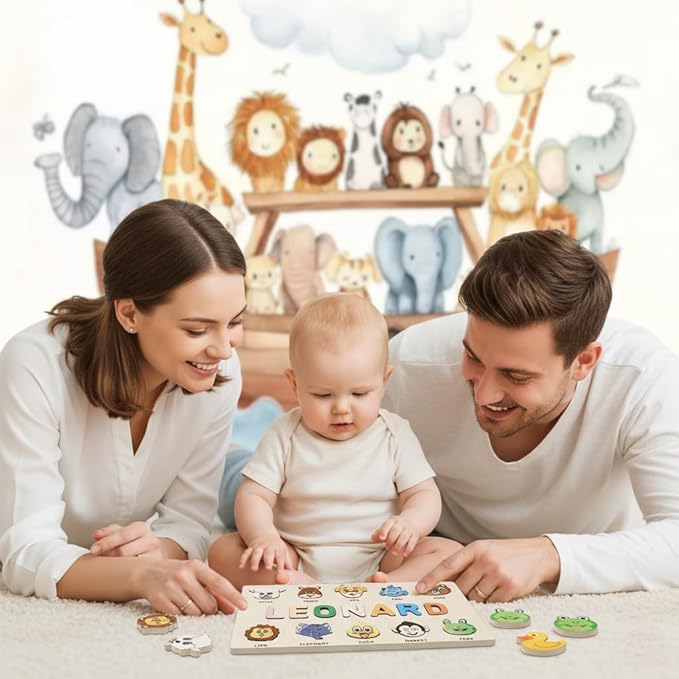Personalized Name Puzzle for Toddlers 1-3, Customized Baby Girl Gift, Custom Baby Boy Gift, Wooden Name Puzzle for Kids, Custom Baby Stuff, Baby Nursery Room Decor