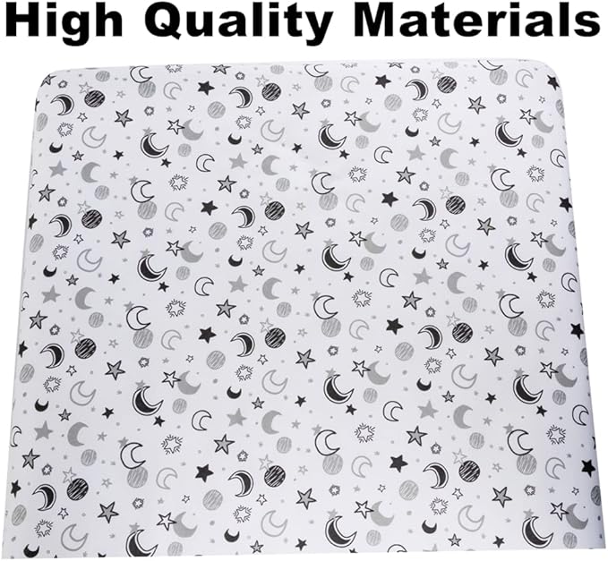 4 Pack Star and Moon Neutral Unisex Fitted Baby Crib Sheets Set for Baby Boys or Girls