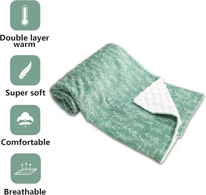 Green Sage Baby Blankets, Sage Toddler Blanket for Boys Girls, Dotted Backing, Double Layer, Crib Receiving Blanket, for Nursery/Stroller/Toddler Bed/Carseat, 30 x 40 Inch