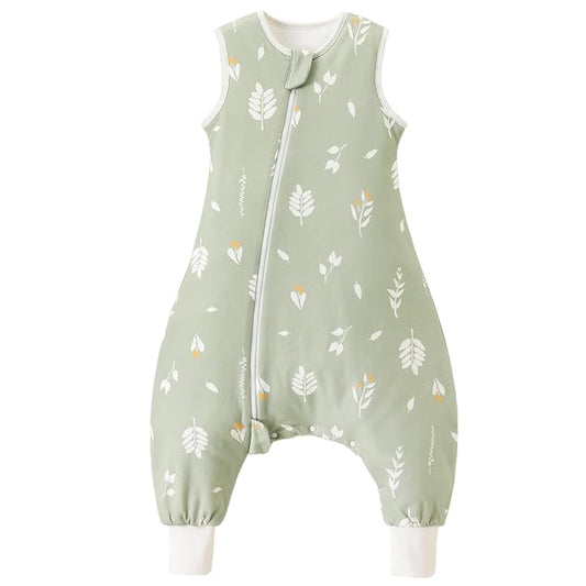Super Soft 1.5 TOG Sleep Sack with Legs, 100% Organic Cotton Warm Comfy All Season Toddler Sleep Sack with Feet, Foliage, Size L