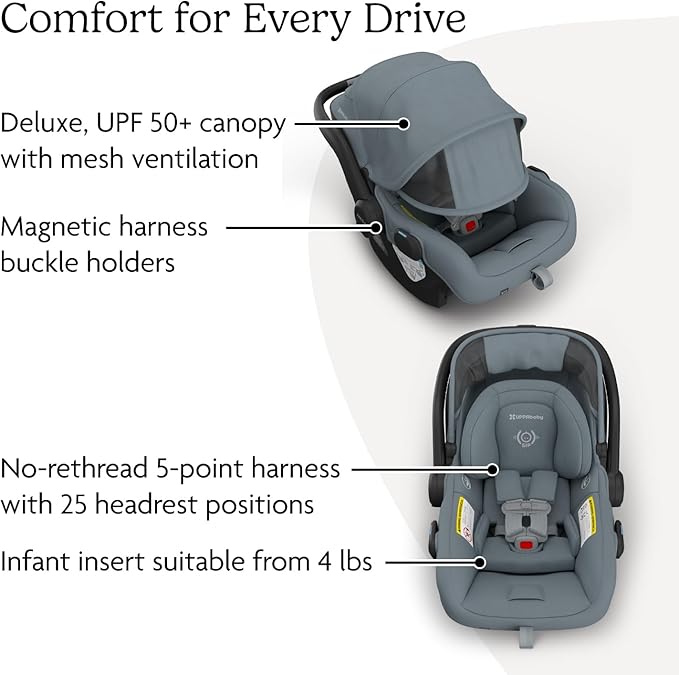 UPPAbaby Mesa V3 Infant Car Seat - Easy Installation + SmartSecure Technology - Attaches to Stroller | Base + Infant Insert Included - Callum (Stone Blue)