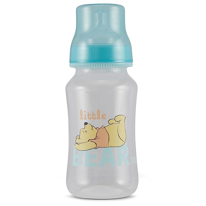 Disney Winnie The Pooh Baby Bottles 11 oz for Boys or Girls | 2 Pack of Infant Hourglass Shaped Bottles with Cover for Newborns and All Babies | BPA-Free Plastic Baby Bottle for Baby Shower