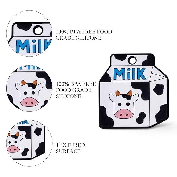 Baby Essentials Silicone Teether,Sensory Chew Toys,BPA Free Soft and Effective Infant Teething Pain Relief Toys,Freezer Safe,Food Grade Silicone,Best Shower Gift for Boys and Girls (Milk Carton).