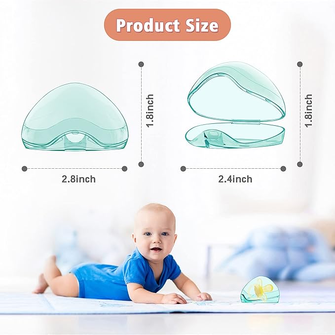 Smlpuame Pacifier Case,4 Pack BPA Free Pacifier Holder Case,Transparent Container Box for Baby Binky(Not Included),Essential Pacifier Accessories,Alway Keep Paci Clean,Easy to Clean(Green)