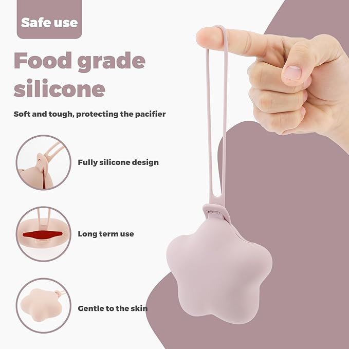 12 Pcs Silicone Pacifier Holder Case Safe and Soft Material Pacifier Pouch Portable Pacifier Case Protective Pacifier Storage Case Easy to Clean for Diaper Bag Stroller