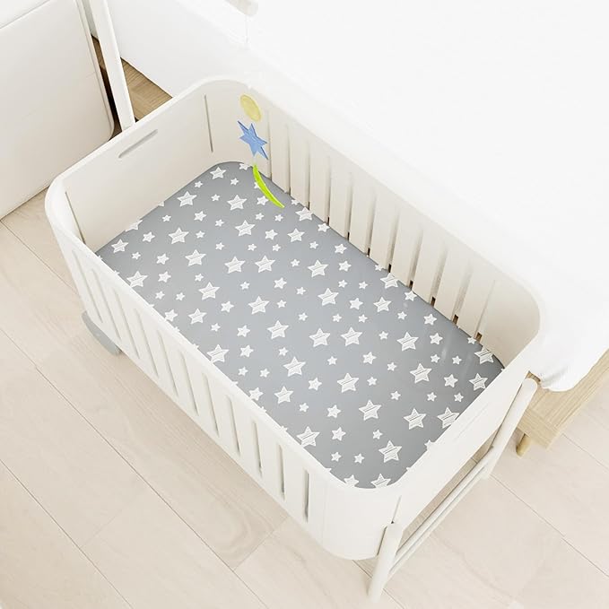 Mini Crib Sheets (38" X 24"), Fitted Portable/Mini-Crib Sheet for Boys and Girls, Compatible with Dream on Me, Delta Porta Crib and Arms Reach Ideal Cosleeper