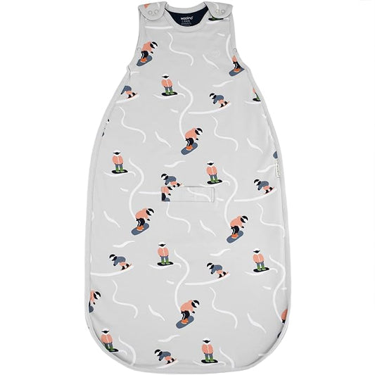 Woolino 4 Season Sleep Sack - Ultimate Merino Wool Sleeping Bag - Two-Way Zipper Adjustable Universal Size Sleep Sack for Baby (2-24 Months) - Snowboarder