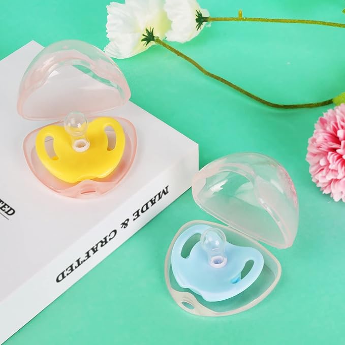 Accmor Pacifier Case, Pacifier Holder Case, Pacifier Container for Travel, BPA Free,Transparent Pink, 2 Pack