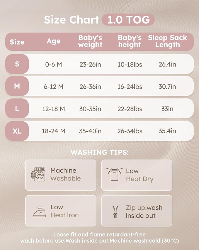Yoofoss Rayon Made from Bamboo Baby Sleep Sack 6-12 Months 1.0 Tog Baby Wearable Blanket, Super Soft Infant Toddler Sleeping Sack 2-Way Zipper