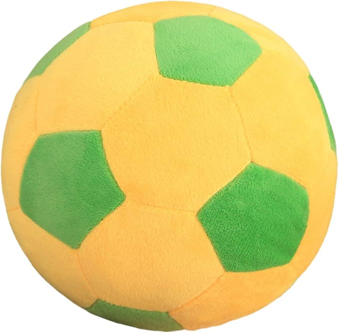 Plush Soccer Balls - Fluffy Stuffed Toy Soccer Ball Plush Pillow Soft Durable Stuff Soccerball Gift for Kids Boy Baby (Green -Yellow,7.8inch/20cm)